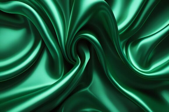 A Green Silk Fabric Draped over a Wavy