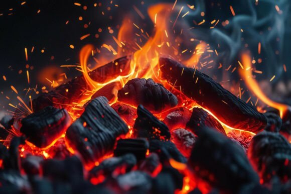 Coal Coals Burning in a Barbecue: A Versatile Visual for Creative Projects