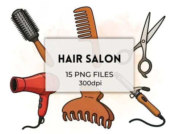 Enhance Your Creative Projects with the Hair Salon PNG Hairstylist Clipart Pack