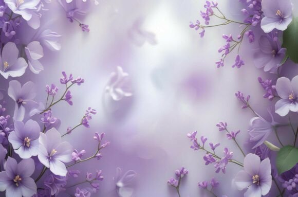 Purple Flowers on a White Background